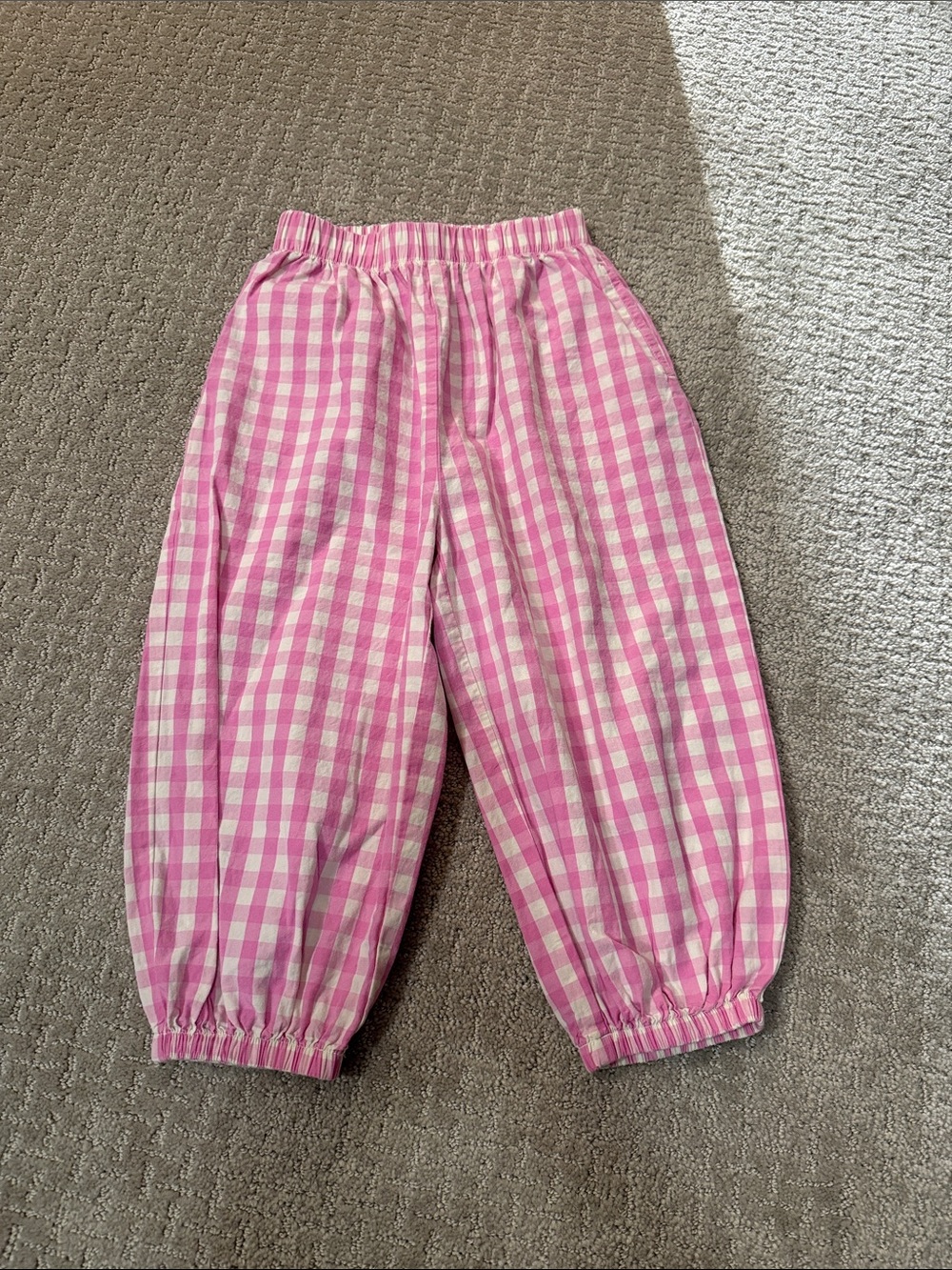 Hanna Andersson Pink Gingham Elastic Waist Pants
